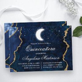 Convites Quinceanera Marble Celestial Azul