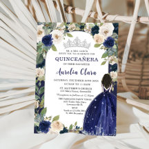 Quinceañera Marinho Blue Floral Princesa Aniversár