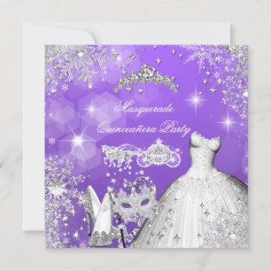 Convites Quinceanera Máscara Magica Carruagem de Princesa 2