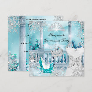 Convites Quinceanera Máscara Mágica Princesa Azul 3