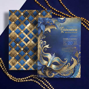 Convites Quinceanera Mascarada Blue ID1031