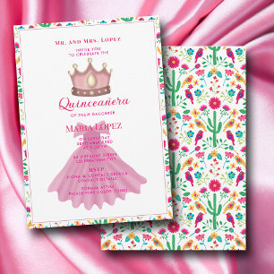 Convites Quinceañera Mexicana Aniversário de 15 anos Rosa P