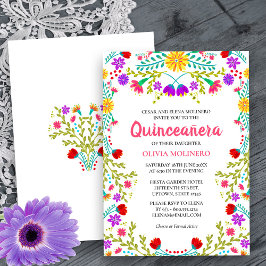 Convites Quinceanera Mexicana Fiesta Floral 15 Birthday