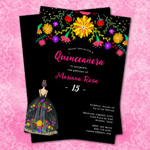 Convites Quinceanera Mexicana Fiesta Floral Birthday