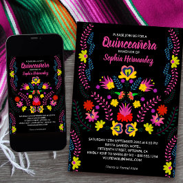 Convites Quinceanera Mexicana Flores do Partido Mexicano Ne