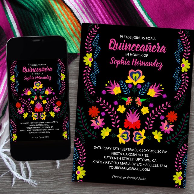Convites Quinceanera Mexicana Flores do Partido Mexicano Ne (Quinceanera Invitation from my Mexican Fiesta Party collection
available printed or download)