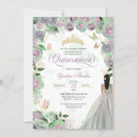 Quinceanera Mint Green Rosas Borboletas Elegantes