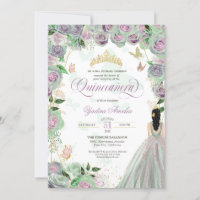 Quinceanera Mint Green Rosas Elegantes Borboleta I