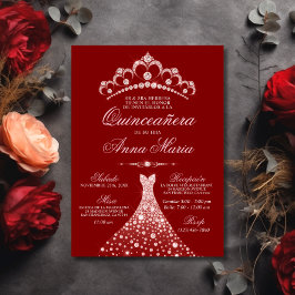 Convites Quinceañera Mis Quince 15 Espanhol Elegante | Verm