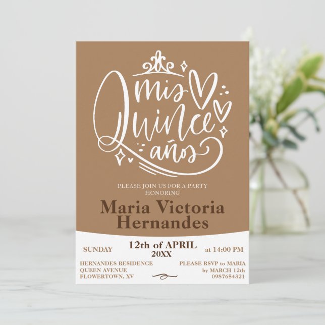 Convites Quinceañera - modelo (Em pé/Frente)