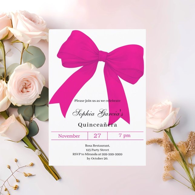 Convites Quinceanera moderna do arco rosa quente (Criador carregado)