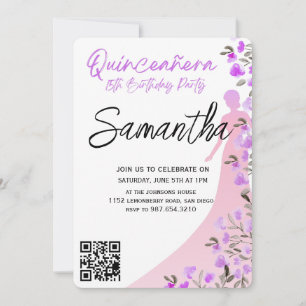 Convites Quinceañera Modernista Minimalista 15º Aniversário