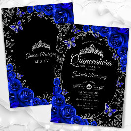 Convites Quinceanera Negra Azul