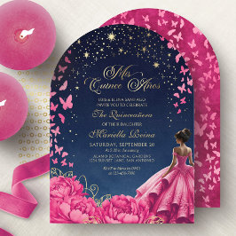 Convites Quinceanera, Noite Estelar Rosa Quente