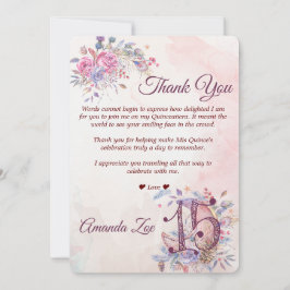 Convites Quinceañera Obrigado Nota