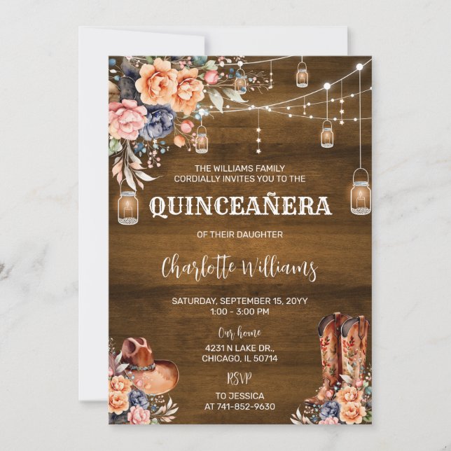 Convites Quinceañera Ocidental Russo (Frente)