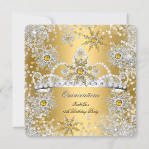 Convites Quinceanera Ouro Prata Terra de Encantada de Inver