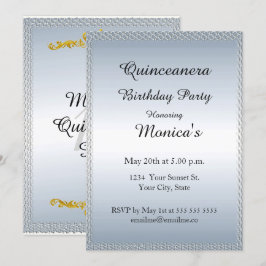 Convites Quinceanera Pale Blue Festa de aniversário 2 Convi