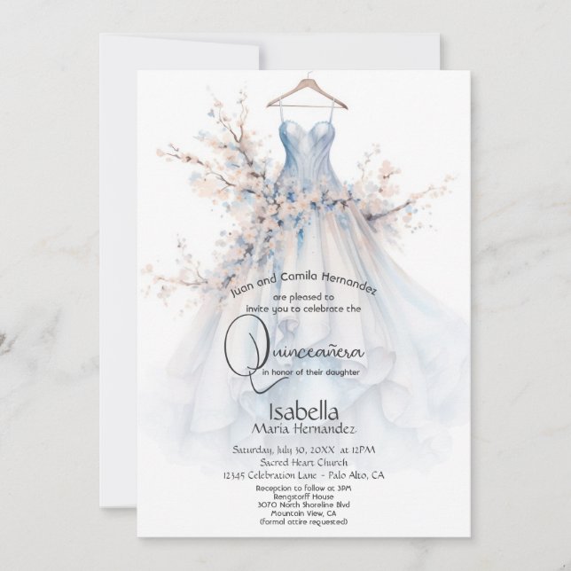 Convites Quinceañera | Palhaço branco com flores cor-de-ros (Frente)