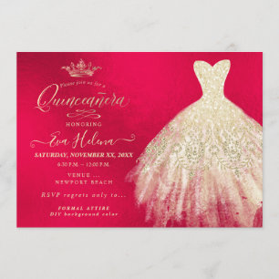 Convites Quinceañera, Palhaço De Glitters, Faux Dourado+Ver