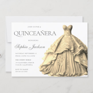 Convites Quinceanera, palhaço Dourado e encantado