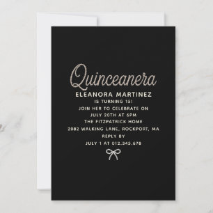 Convites Quinceanera Pérola Preta e Branca com Arco de Rote