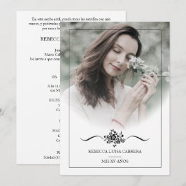 Convites Quinceañera Photo Classic Chic Typography Script