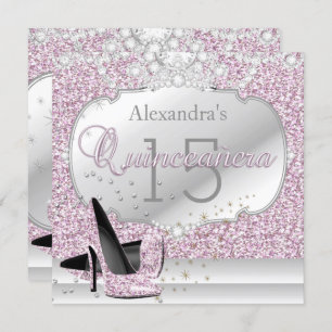 Convites Quinceanera Pink Glitter Glamor 15 Festa de aniver
