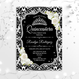 Convites Quinceanera - Prata Branca Negra