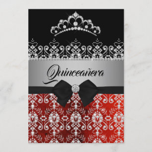 Convites Quinceanera Prata Brilho Diamante Tiara Arco