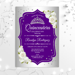 Convites Quinceanera - Prata Roxo