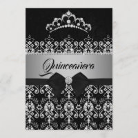 Quinceanera Preto Prata Brilho Diamante Tiara Arco