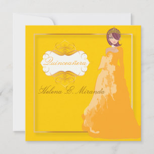 Convites Quinceañera/princesa de Quince años/ouro falso