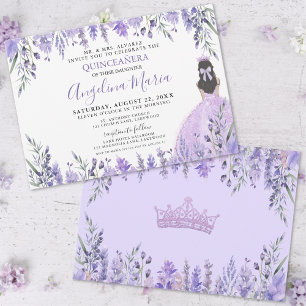 Convites Quinceañera Princesa Floral Roxa
