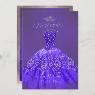 Convites Quinceañera, Princesa Glitter Violet Gown