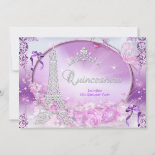 Convites Quinceanera Princesa Magica Roxo Prata 2