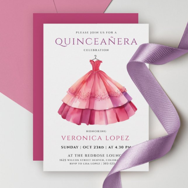 Convites Quinceañera, Princesa Moderna, Púrpura, Cor de Águ (Criador carregado)
