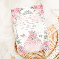 Quinceañera Princesa Vestido Rosa Prata Floral