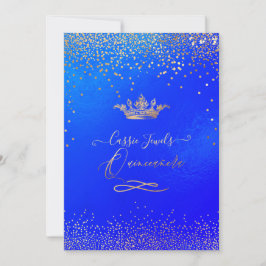 Convites Quinceanera Princess Crown Faux Dourado Confetti B
