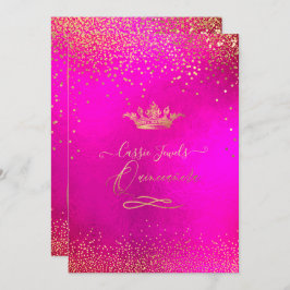 Convites Quinceanera Princess Crown Faux Dourado Confetti R