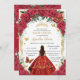 Convites Quinceañera Princess Rosas vermelhas Floral Vintag (Frente/Verso)