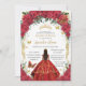 Convites Quinceañera Princess Rosas vermelhas Floral Vintag (Frente)