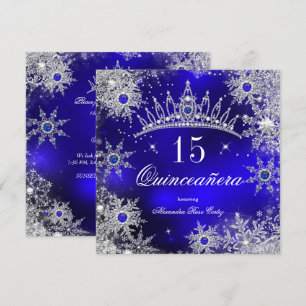 Convites Quinceanera Princess Royal Blue Snowflake Tiara