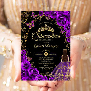 Convites Quinceanera Puro Dourado Negro