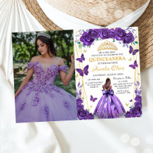 Quinceañera Purple Floral Princess Butflies