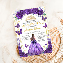 Quinceañera Purple Floral Princess Butflies