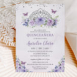Convites Quinceañera Purple Lilac Floral Tiara Borboletas<br><div class="desc">Personalize este adorável convite da quinceañera com uma redação simples e rápida,  basta pressionar o botão personalizá-lo para reorganizar e formatar o estilo e a colocação do texto. Itens correspondentes disponíveis no repositório! c) O Feliz Cat Studio</div>