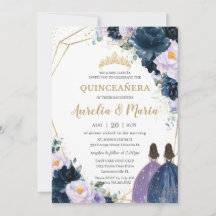 Quinceañera Purple Lilac Marinho Azul Gêmeas Flora