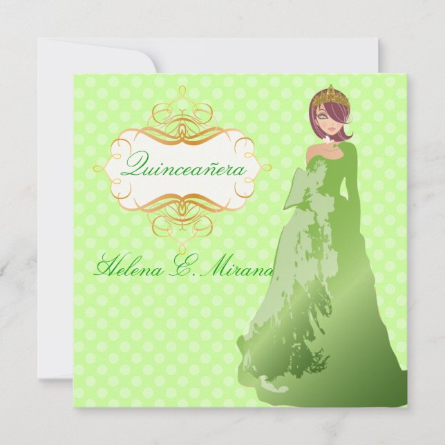 Convites Quinceañera/Quince años princesa/bolinhas (Frente)