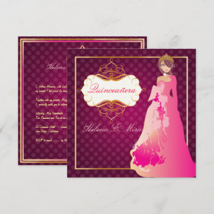 Convites QUINCEANERA/QUINCE ANOS PRINCESA/DIY cor